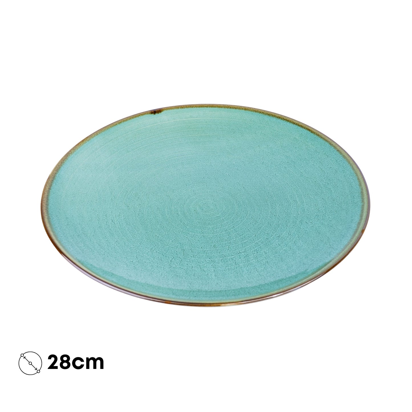 Plato de cerámica ovalado - Turquesa con borde dorado 28 cm