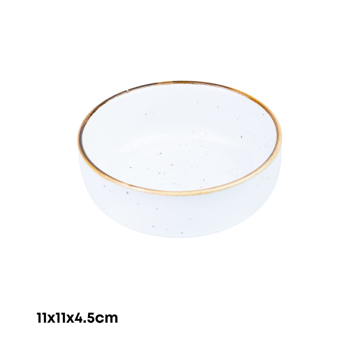 Tigela Pequena Redonda de Cerâmica Branca com Borda Dourada 11x11x4,5cm