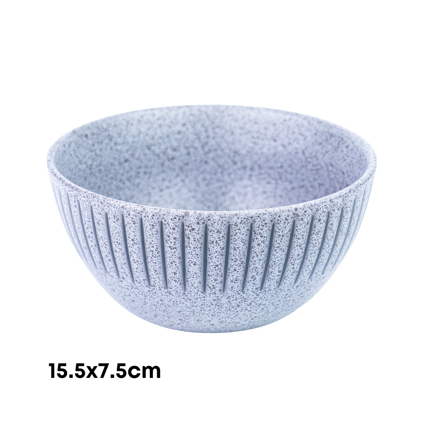Tigela de Cerâmica Azul-Cinza com Linhas Verticais - 15.5x7.5cm