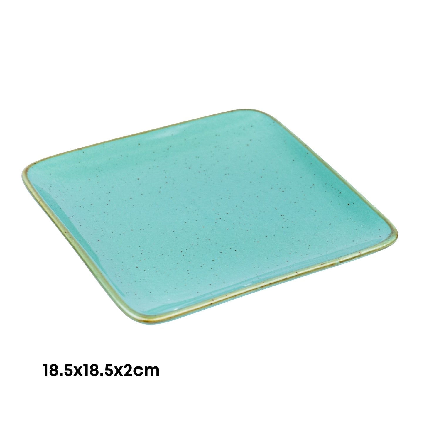 Prato Quadrado Grande em Cerâmica - Verde Turquesa 18.5x18.5x2cm