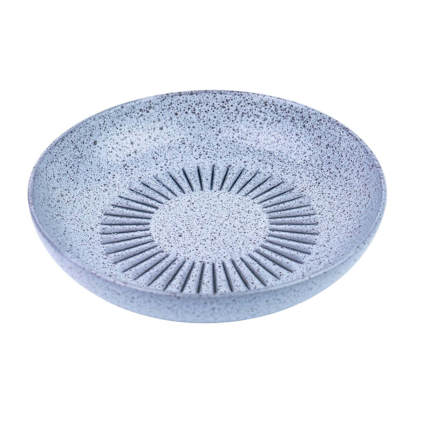 Prato Fundo de Cerâmica Azul-Cinza com Linhas Radiantes - 22cm