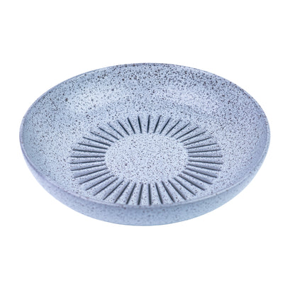 Prato Fundo de Cerâmica Azul-Cinza com Linhas Radiantes - 22cm