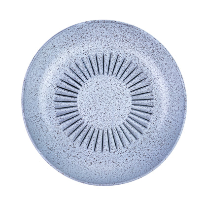 Prato Fundo de Cerâmica Azul-Cinza com Linhas Radiantes - 22cm