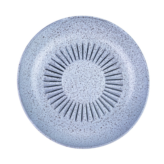 Prato Fundo de Cerâmica Azul-Cinza com Linhas Radiantes - 22cm