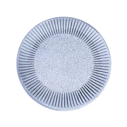 Prato de Cerâmica Azul-Cinza com Linhas Radiantes - 21.5cm