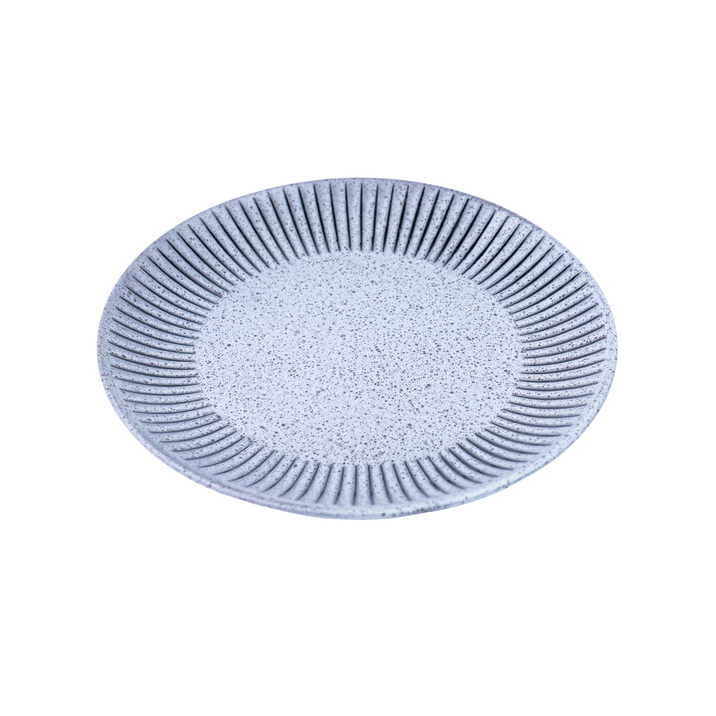 Prato de Cerâmica Azul-Cinza com Linhas Radiantes - 21.5cm