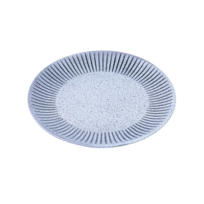 Prato de Cerâmica Azul-Cinza com Linhas Radiantes - 21.5cm