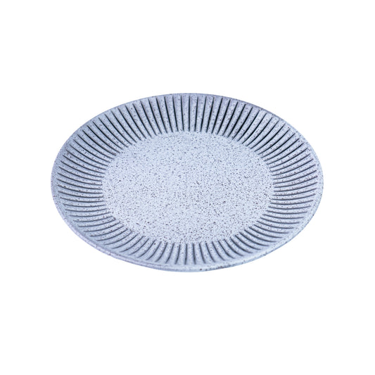 Prato de Cerâmica Azul-Cinza com Linhas Radiantes - 21.5cm