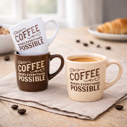 Chávena de Espresso 90cc "Coffee Makes Everything Possible" - 3 Cores