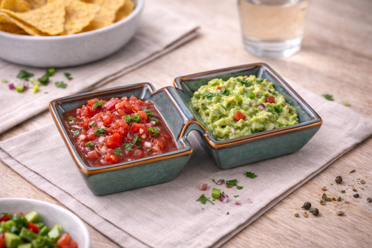 Prato Duplo de Cerâmica para Molhos com Pega - Verde Jade (17,5cm)