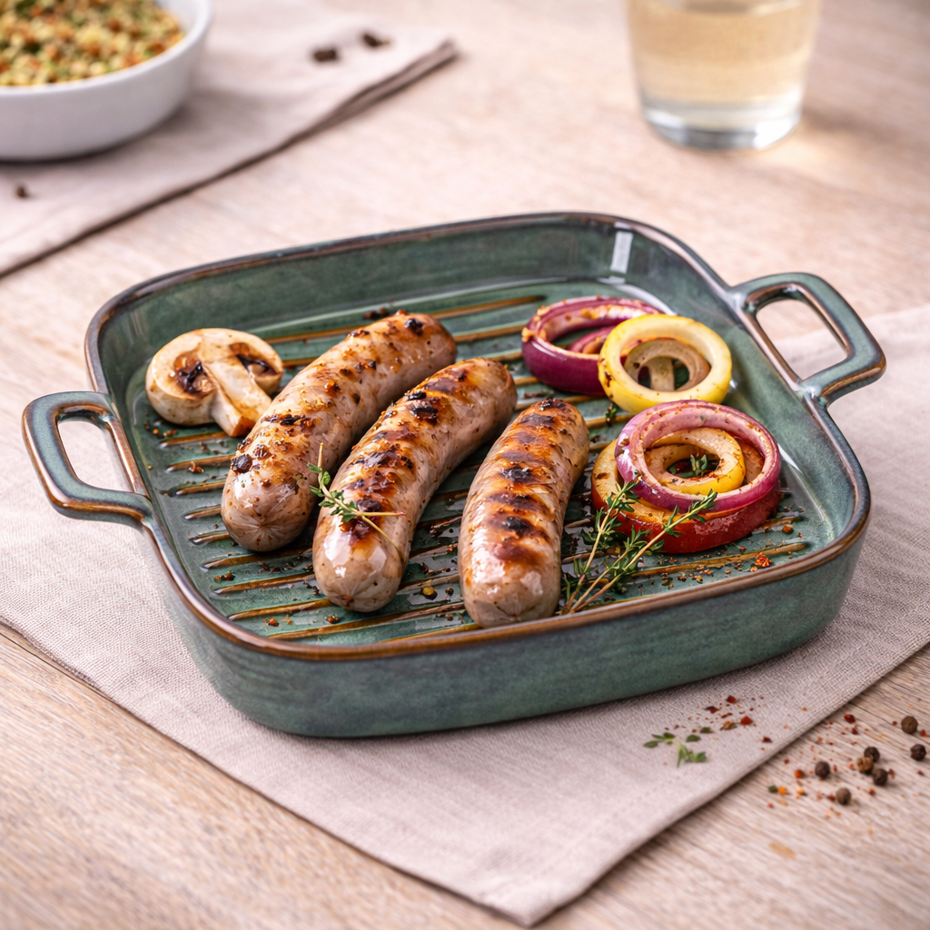 Prato de Cerâmica para Grelhados Quadrado com Pegas - Verde Jade (19x20cm)