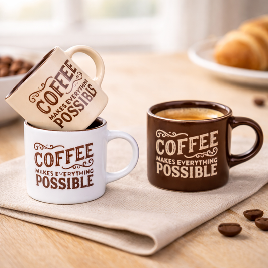 Chávena de Espresso 90cc "Coffee Makes Everything Possible" - 3 Cores