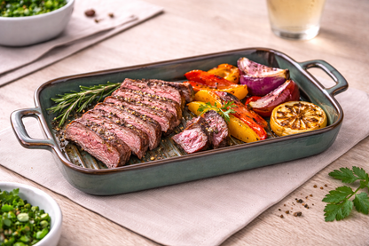 Prato de Cerâmica para Grelhados com Pegas - Verde Jade (15,5x30cm)