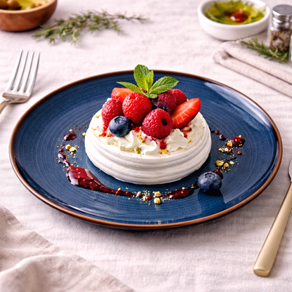 Prato Redondo Médio em Cerâmica - Azul Petróleo 21.5cm