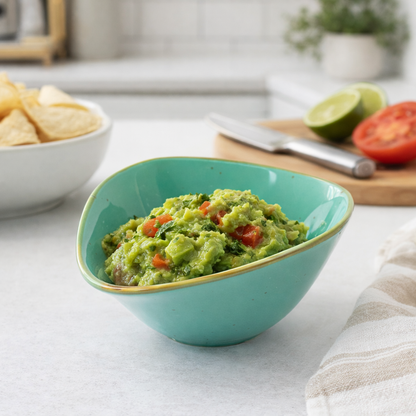 Tigela Triangular em Cerâmica - Verde Turquesa 13.9x11.8x5.8cm