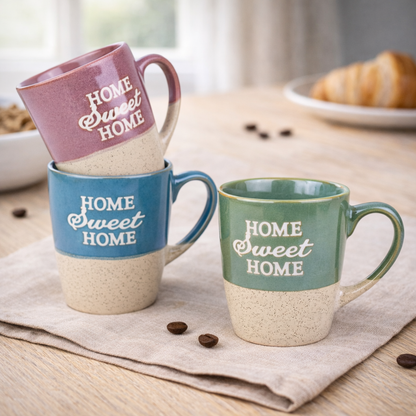 Caneca Pequena de Cerâmica 220cc "Home Sweet Home" - 3 Cores