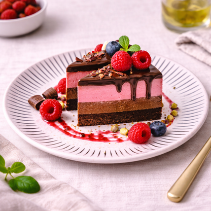 Plato de cerámica rosa con líneas - 21,5 cm