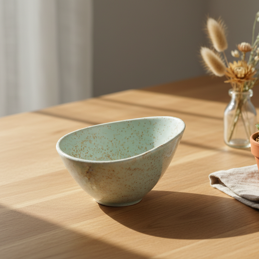 Tigela Quadrada de Cerâmica Verde-Água com Degradê - 10x8x5.2cm