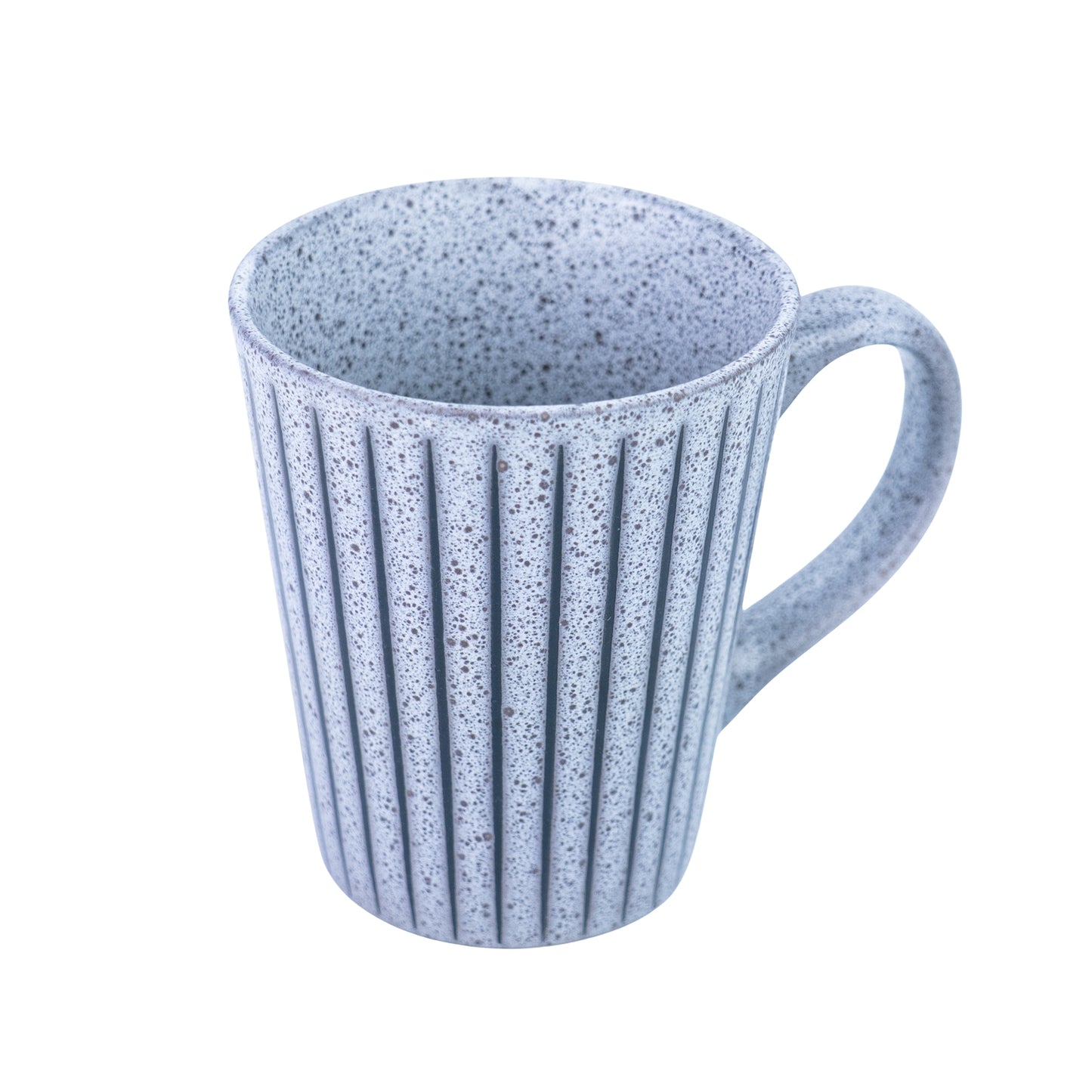 Caneca de Cerâmica Azul-Cinza com Linhas Verticais - 8x10.7cm