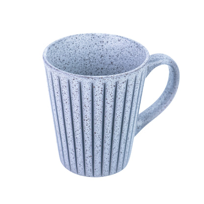 Caneca de Cerâmica Azul-Cinza com Linhas Verticais - 8x10.7cm