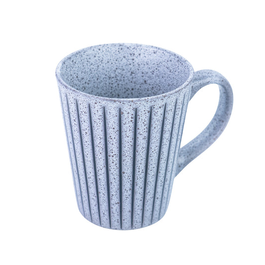 Caneca de Cerâmica Azul-Cinza com Linhas Verticais - 8x10.7cm