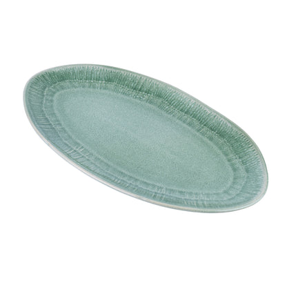 Conjunto de Travessas Ovais de Cerâmica Pastel - 3 Cores (Verde, Pêssego, Lavanda)