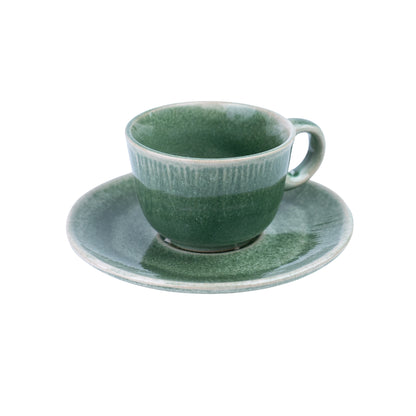 Chávenas de Café com Pires - 3 Cores Pastel (Verde Musgo, Cinza Claro, Bege Areia)