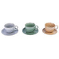 Conjunto de Chávenas de Café com Pires - 3 Cores Pastel (Verde, Pêssego, Lavanda)