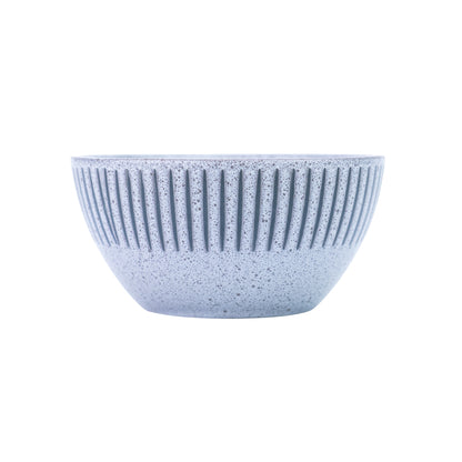 Tigela de Cerâmica Azul-Cinza com Linhas Verticais - 12x5.8cm