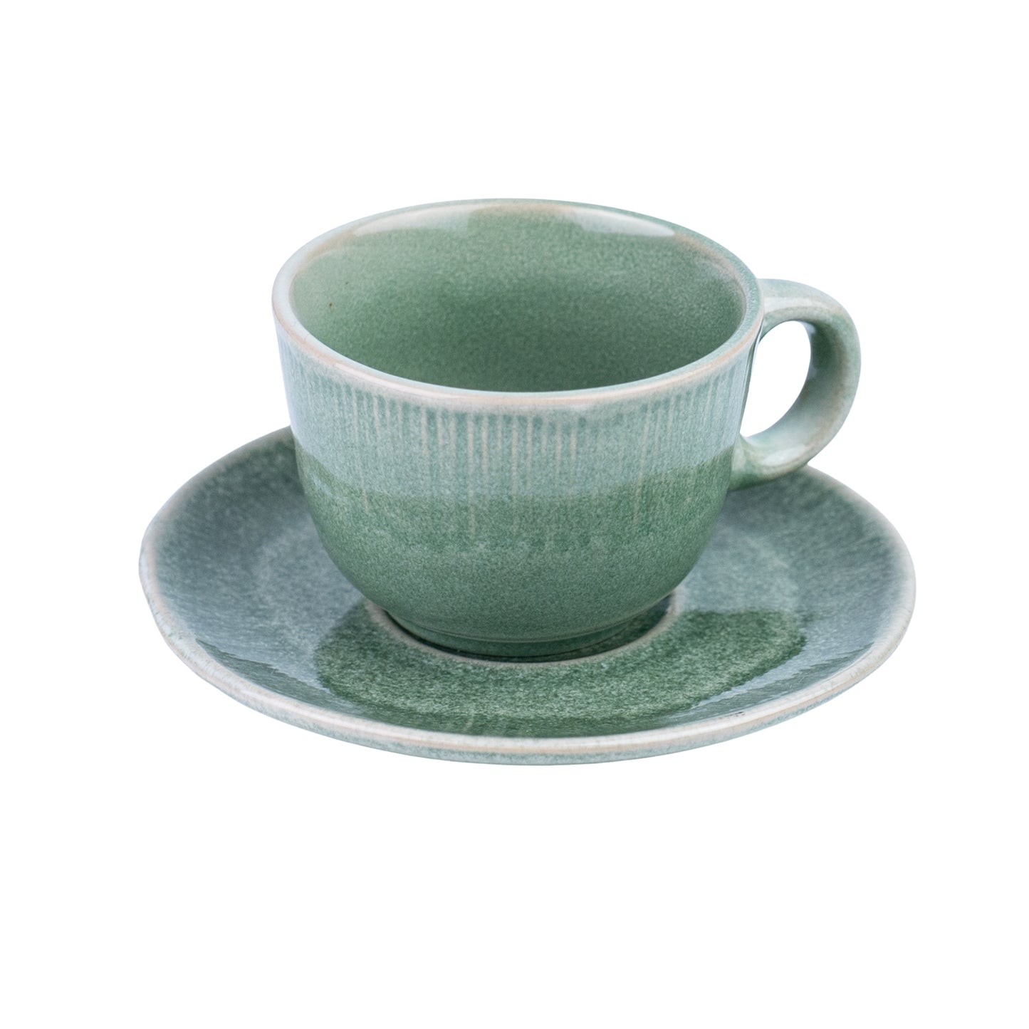 Conjunto de Chávenas de Café com Pires - 3 Cores Pastel (Verde, Pêssego, Lavanda)