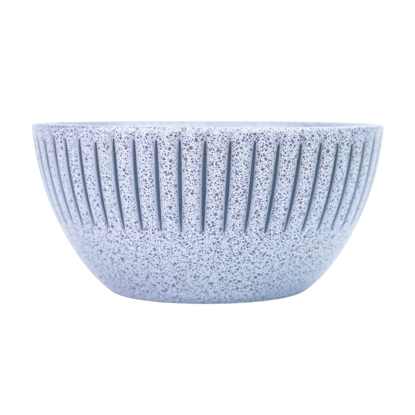 Tigela de Cerâmica Azul-Cinza com Linhas Verticais - 15.5x7.5cm