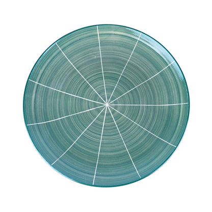 Conjunto de Louça 12 Peças com Padrão Radial - Verde Turquesa (4 Pessoas)