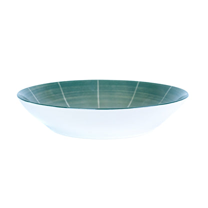 Conjunto de Louça 12 Peças com Padrão Radial - Verde Turquesa (4 Pessoas)