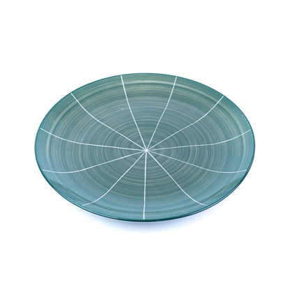 Conjunto de Louça 12 Peças com Padrão Radial - Verde Turquesa (4 Pessoas)