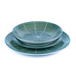 Conjunto de Louça 12 Peças com Padrão Radial - Verde Turquesa (4 Pessoas)