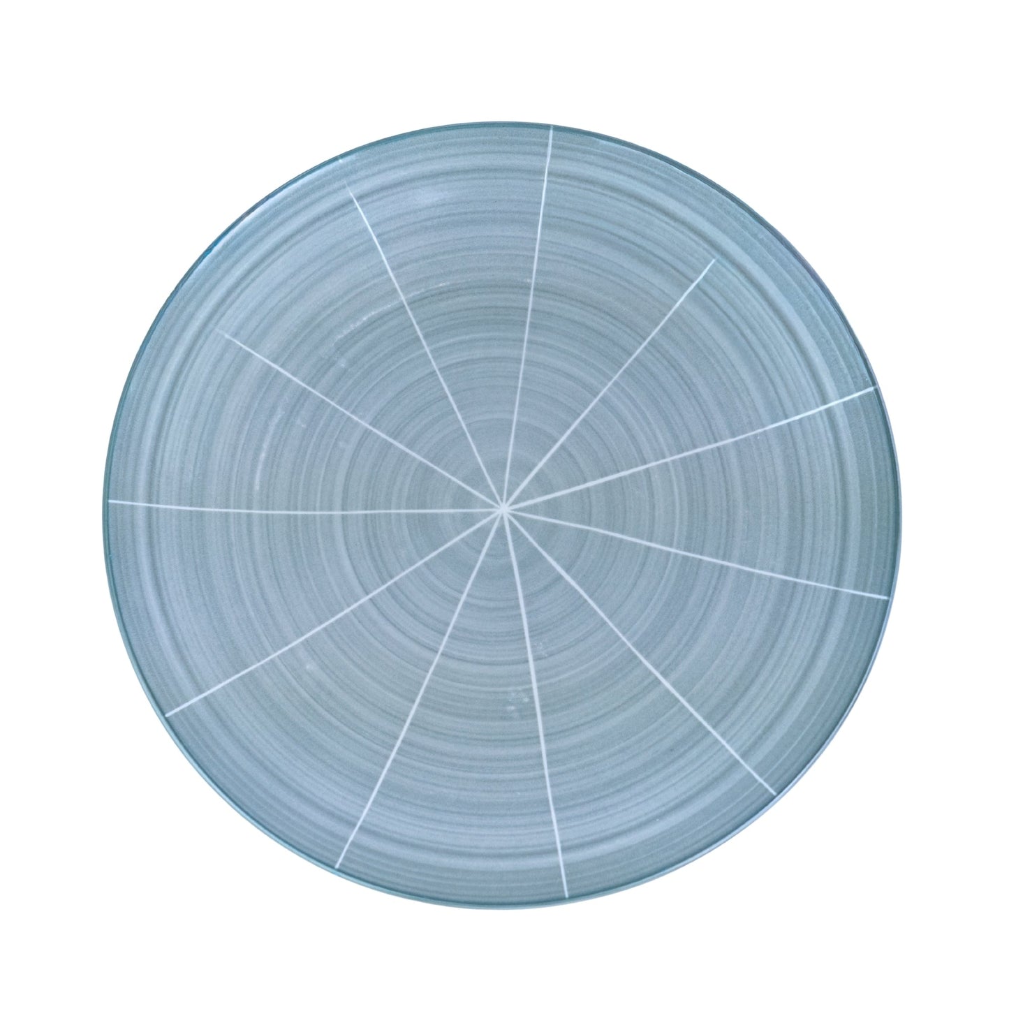 Conjunto de Louça 12 Peças com Padrão Radial - Azul Acinzentado (4 Pessoas)