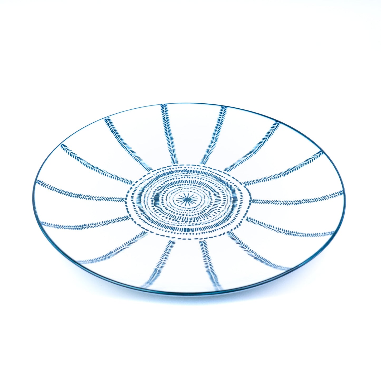 Conjunto de Louça 12 Peças com Padrão Radial - Azul (4 Pessoas)