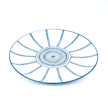 Conjunto de Louça 12 Peças com Padrão Radial - Azul (4 Pessoas)