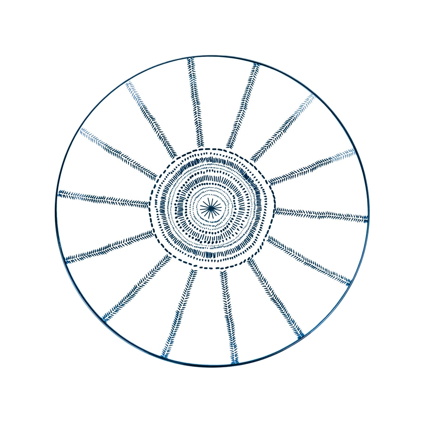 Conjunto de Louça 12 Peças com Padrão Radial - Azul (4 Pessoas)