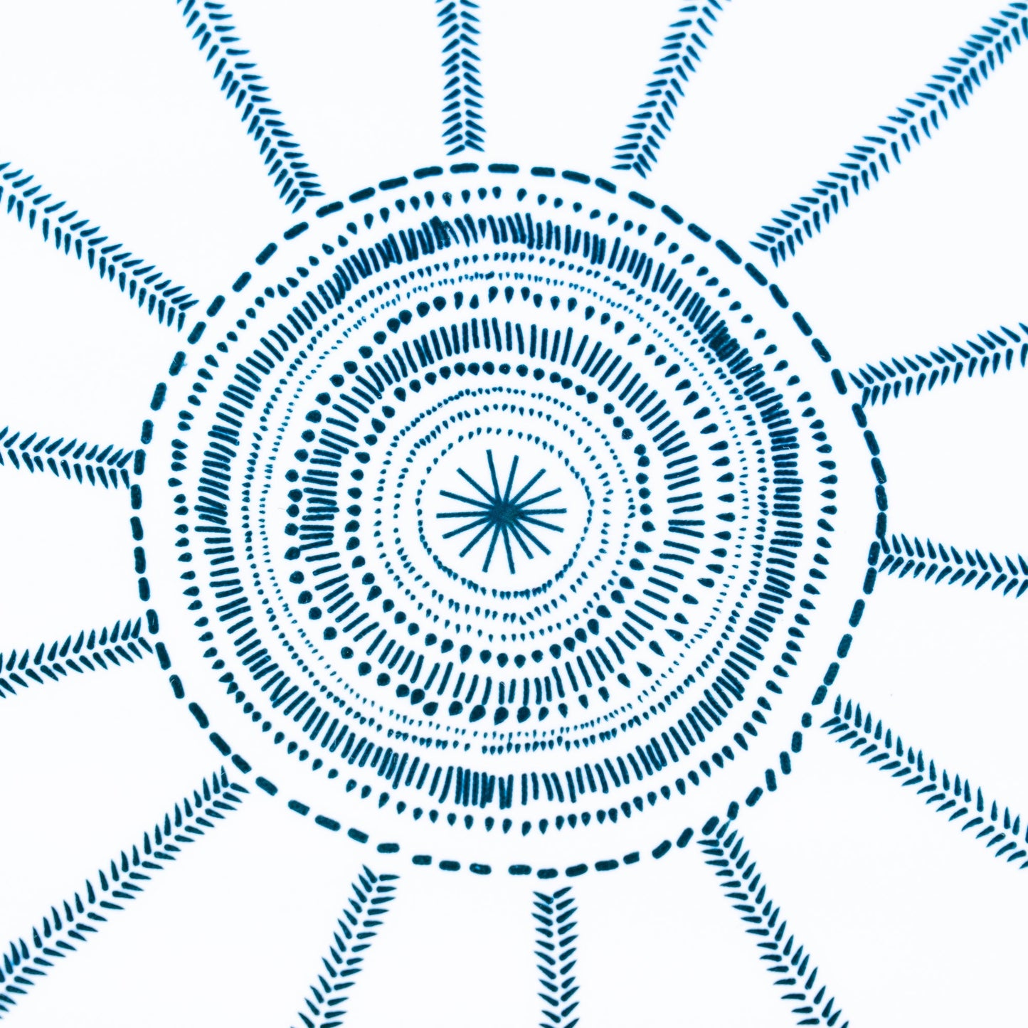 Conjunto de Louça 12 Peças com Padrão Radial - Azul (4 Pessoas)