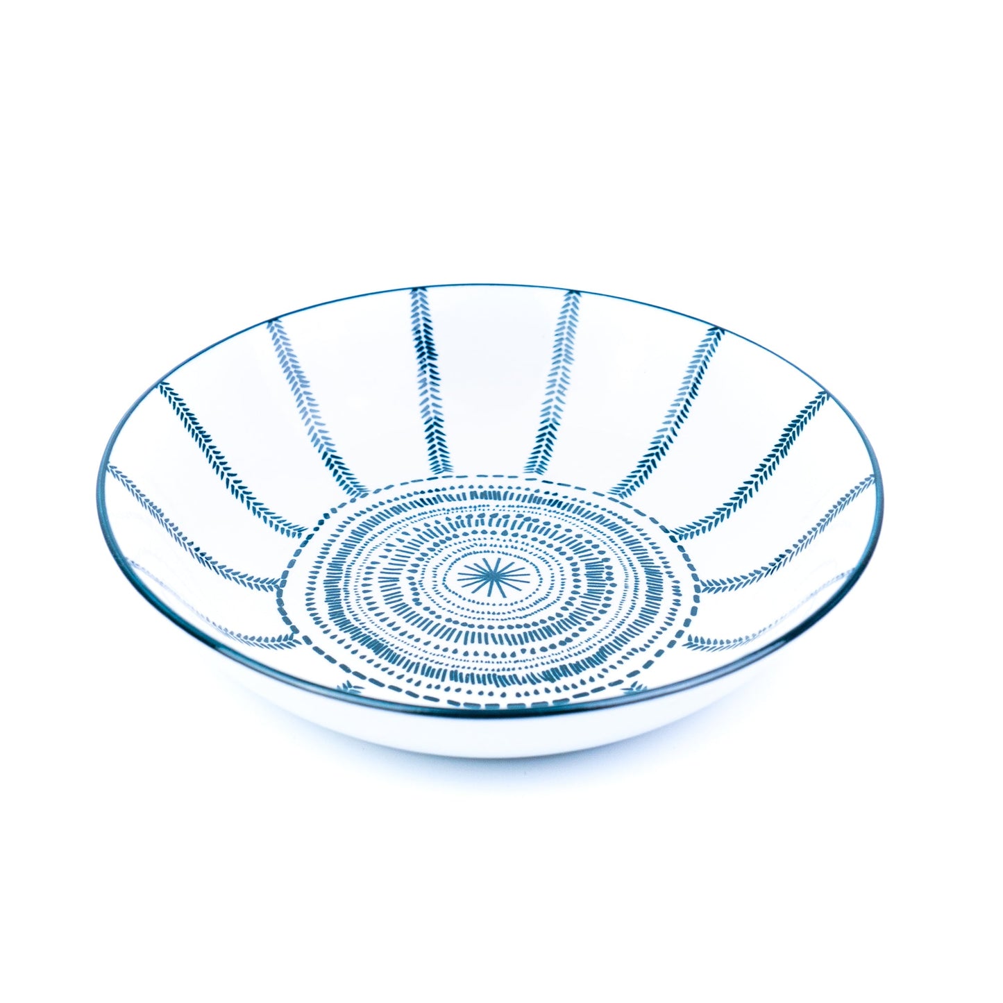 Conjunto de Louça 12 Peças com Padrão Radial - Azul (4 Pessoas)