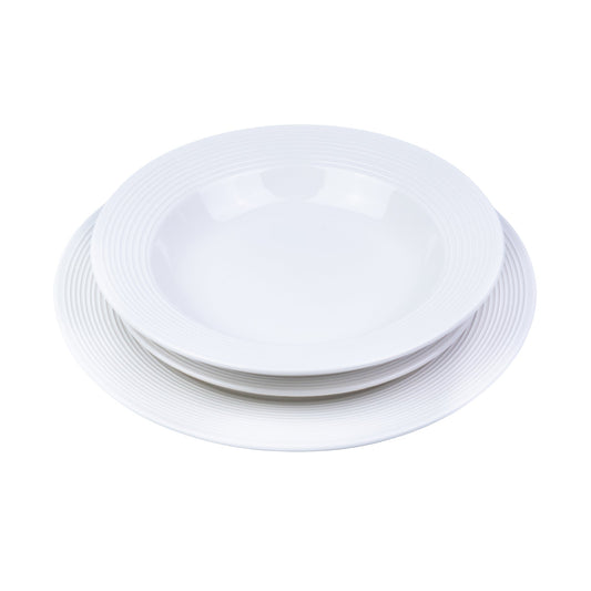 Conjunto de Louça 12 Peças com Textura em Relevo - Branco Puro (4 Pessoas)