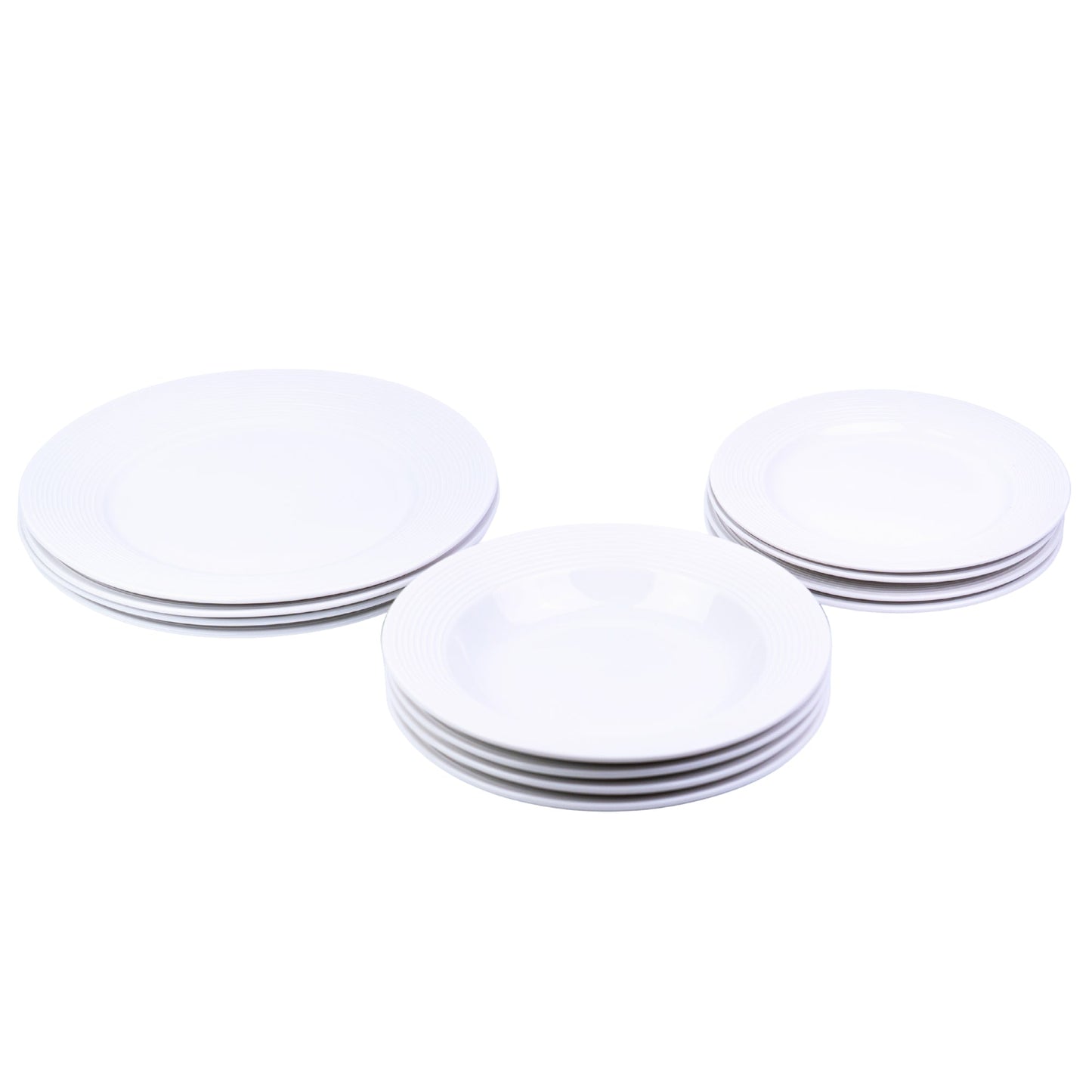 Conjunto de Louça 12 Peças com Textura em Relevo - Branco Puro (4 Pessoas)