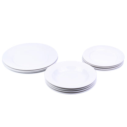 Conjunto de Louça 12 Peças com Textura em Relevo - Branco Puro (4 Pessoas)