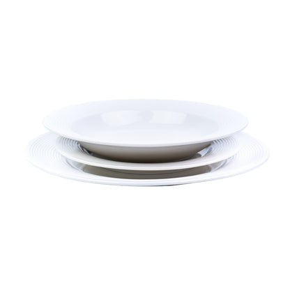 Conjunto de Louça 18 Peças com Textura em Relevo - Branco Puro (6 Pessoas)