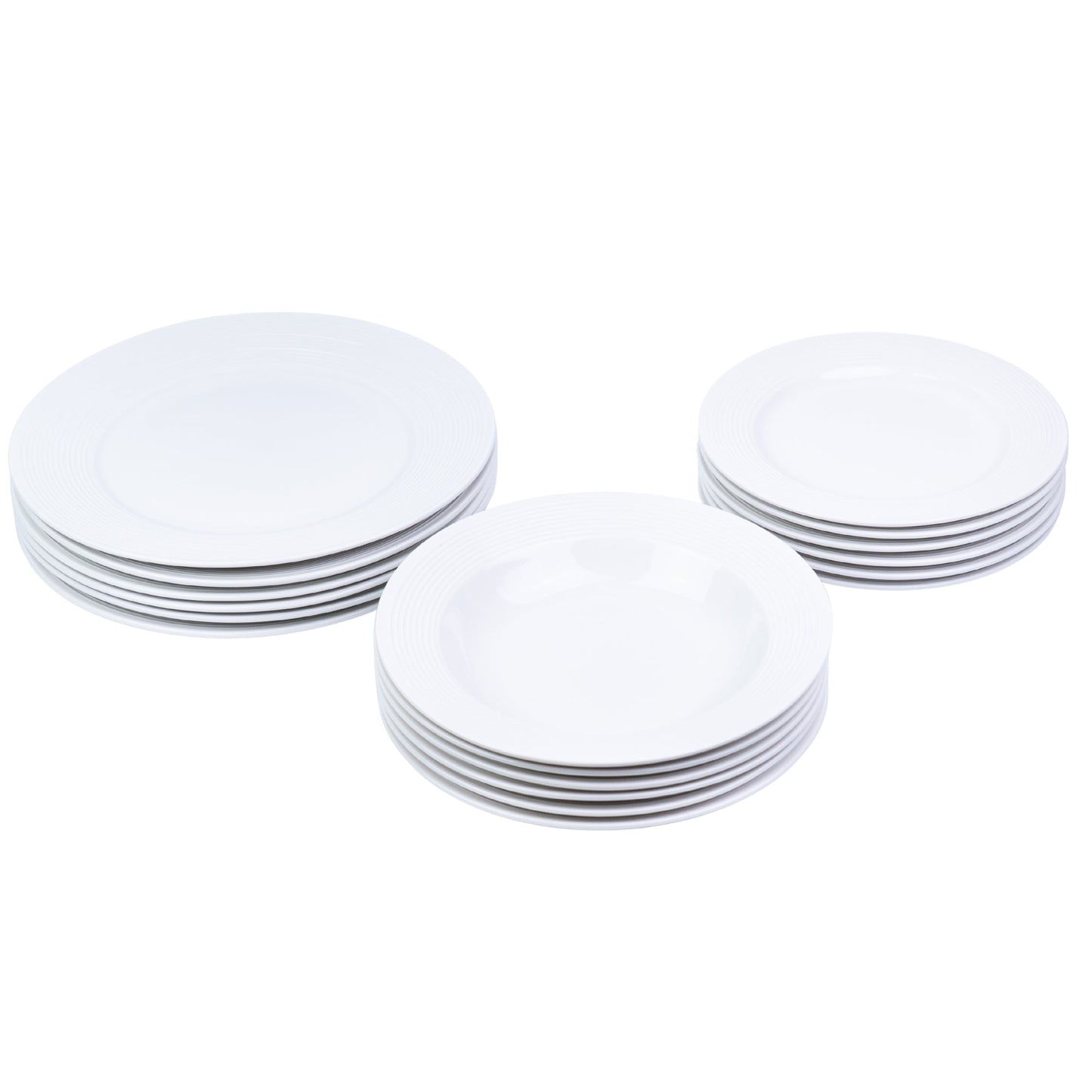 Conjunto de Louça 18 Peças com Textura em Relevo - Branco Puro (6 Pessoas)