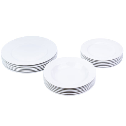 Conjunto de Louça 18 Peças com Textura em Relevo - Branco Puro (6 Pessoas)