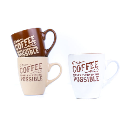 Chávena de Café Espresso 90cc "Coffee Makes Everything Possible" - 3 Cores