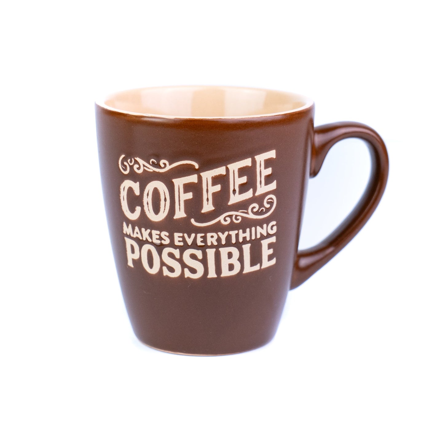 Caneca Pequena de Cerâmica 220cc "Coffee Makes Everything Possible" - 3 Cores