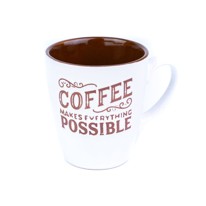Caneca Pequena de Cerâmica 220cc "Coffee Makes Everything Possible" - 3 Cores